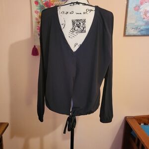 Victoria's Secret Sport Open-Back Black Workout Top, Drawstring Hem, M, NWOT